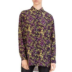 The Kooples Shirt M Floral 100% Silk Meadow Flowers Button Down